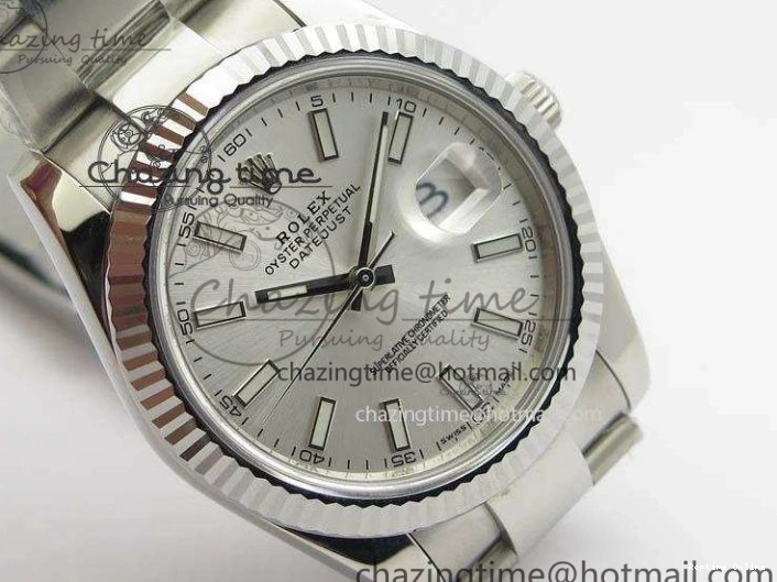 0406 EasyCare DateJust 41mm 126334 Noob 1:1 Best Edition Fluted Bezel Silver Dial On SS Oyster Bracelet A 3588